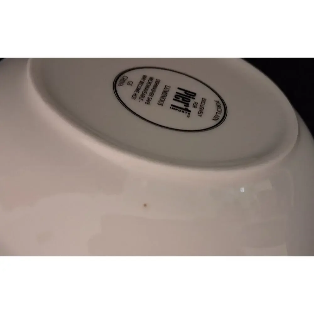 Pier 1 One 8 1/2” Luminous Set of 2 White Soup Pasta Bowls